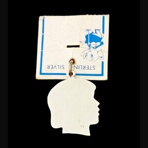 Vintage Spencer 925 Sterling Silver Engraveable Girls Profile Charm Pendant